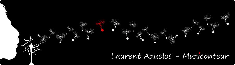Bandeau site Laurent Azuelos Muziconteur - Fleur et notes de musiques soufflées...